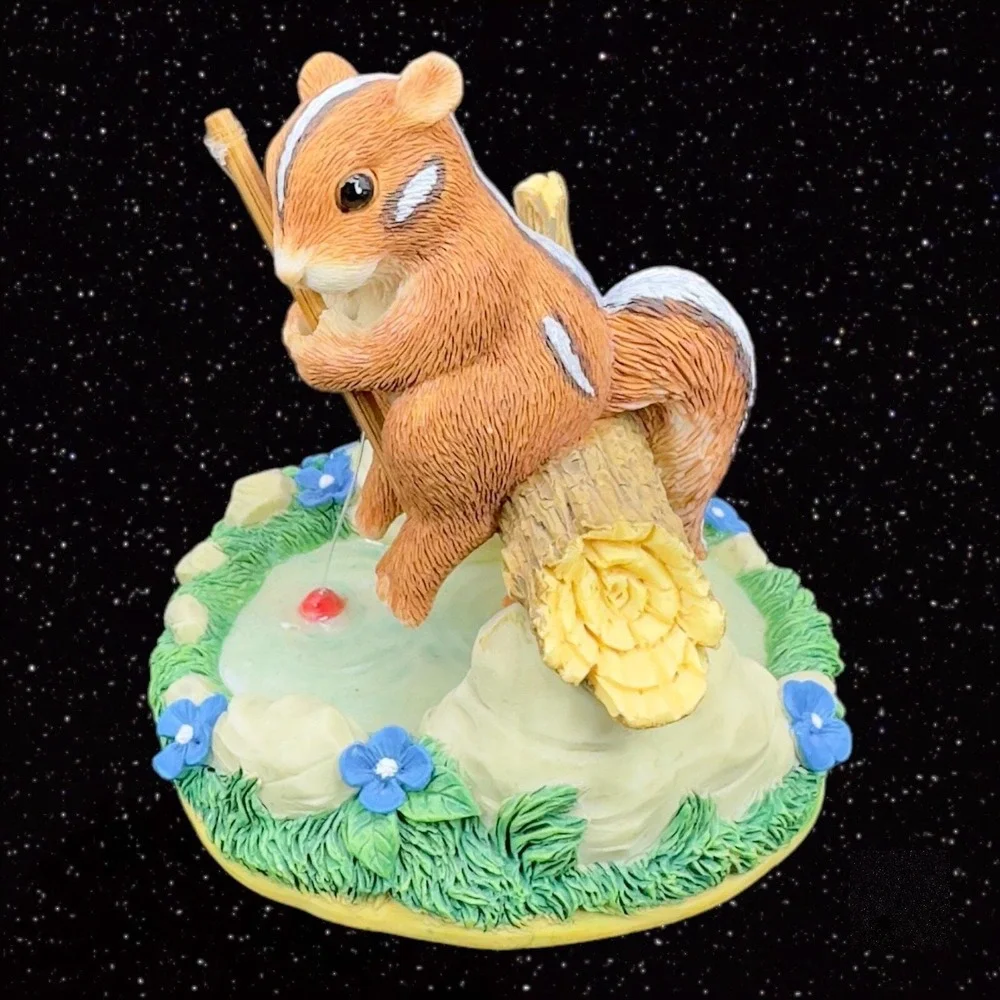 Charming Tails Chipmunk Fitz and‎ Floyd Figurine Resin GONE FISHING 3